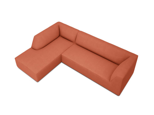 Micadoni linker hoekbank Ruby 4-zits, structurele stof, koraal - 180x273x69cm