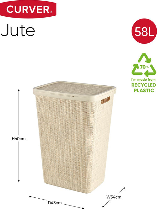 Curver Jute Wasmand met deksel - 58L - Gebroken wit - vtwonen shop