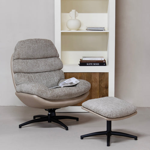 Giga Meubel Fauteuil Liane - Stof/Metaal - Taupe - Met Voetenbankje - vtwonen shop