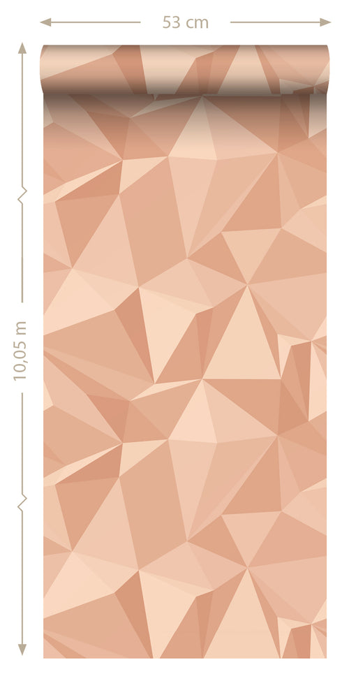 Sanders & Sanders behang grafisch 3D motief terracotta roze - 50 x 900 cm - 935273 - vtwonen shop