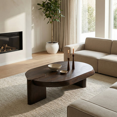 Starfurn Salontafel Rava - Rond Bruin Hout - 125x70x33cm