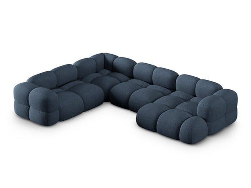 Cosmopolitan Design Panoramische hoekbank links Loretto 5-zits, structurele stof donkerblauw - 250x345x68cm