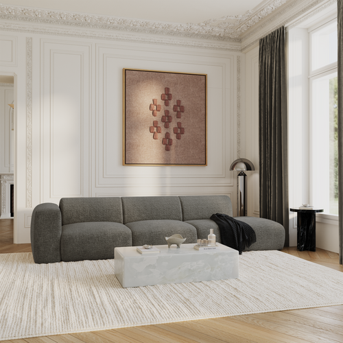 Sia Home - Rechte bank MYRA - Fluweel met patroon - Grijs - 310cm - vtwonen shop