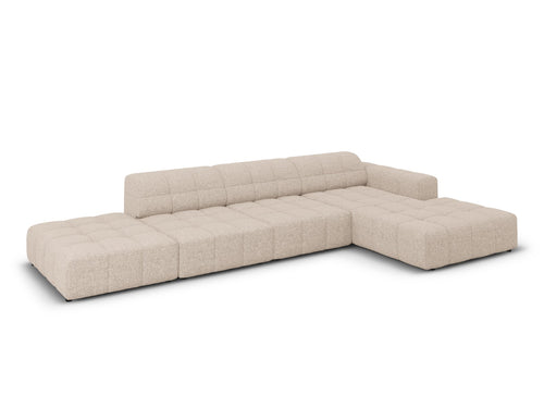 Cosmopolitan Design rechter hoekbank Chicago 5-zits, chenille beige - 167x348x78cm