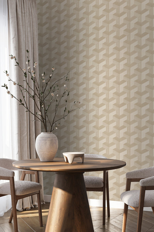 Origin Wallcoverings behang grafisch 3D motief beige - 50 x 900 cm - 348001 - vtwonen shop