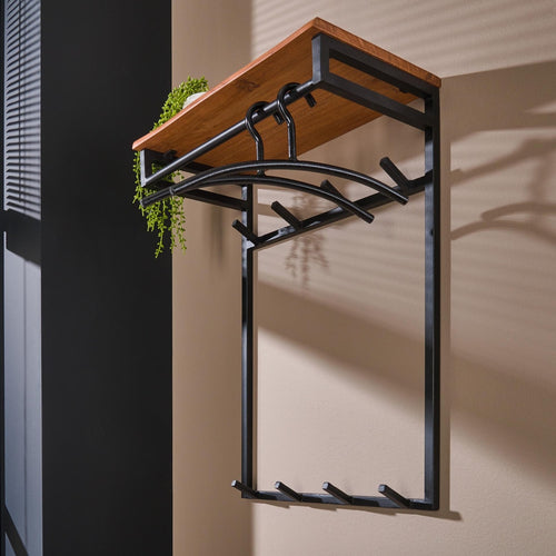 Giga Meubel Kapstok Custom - Naturel Hout - 8 Haken - 80x55x33cm
