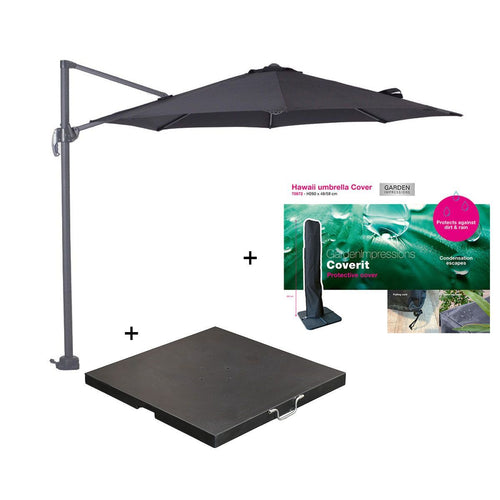 Garden Impressions zweefparasol Hawaii S zwart Ø300 cm incl 80 kg voet en hoes - vtwonen shop