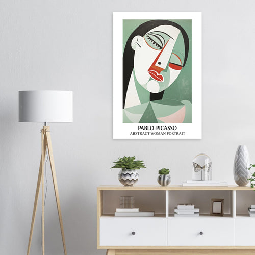 Artfulprints Poster met Lijst Pablo Picasso - Abstract woman portrait   - 30x40 cm - Groen