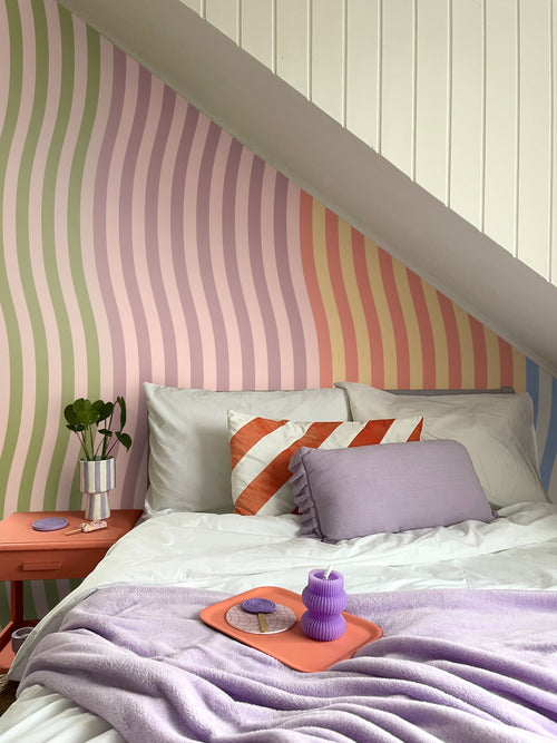 ESTAhome fotobehang zigzag motief roze, oranje en blauw - 300 x 279 cm - 159511 - vtwonen shop