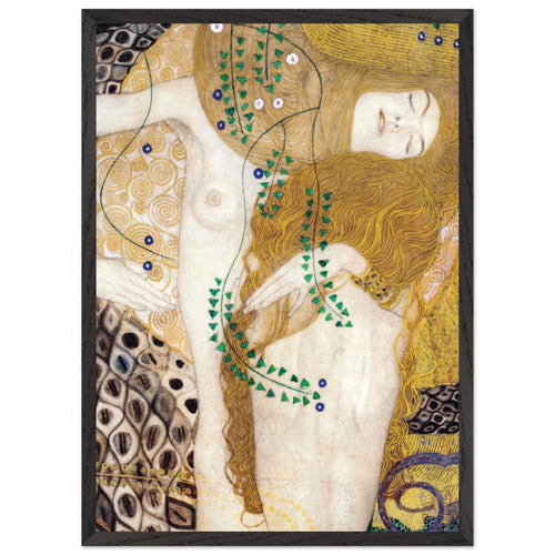 Artfulprints Poster met Lijst Gustav Klimt - Water snakes   - 50x70 cm - Geel