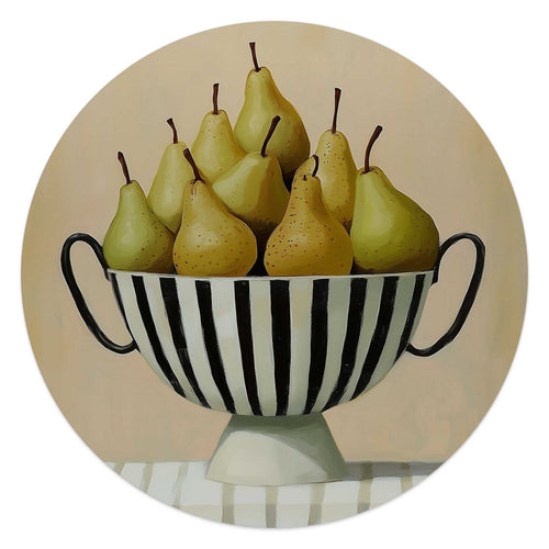 Reinders Schaal met peren glasschilderij -  groen - keuken - Ø 50cm