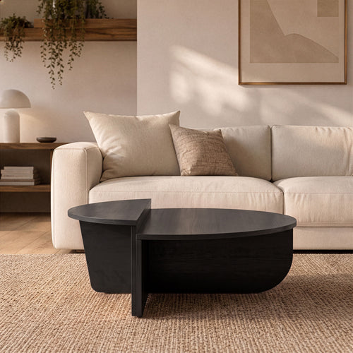 Calicosy - ORION Set van 2 salontafels - Licht hout - 90x90x35 cm
