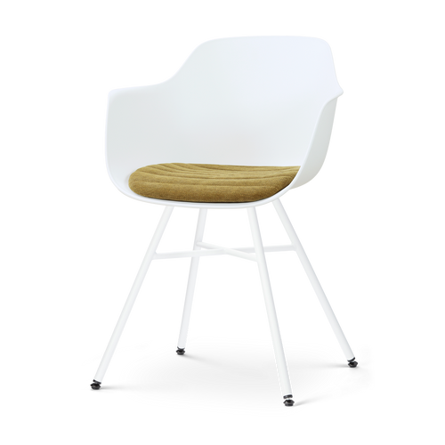 Nolon Noa-Liz eetkamerstoel wit met mosgroen zitkussen - wit onderstel