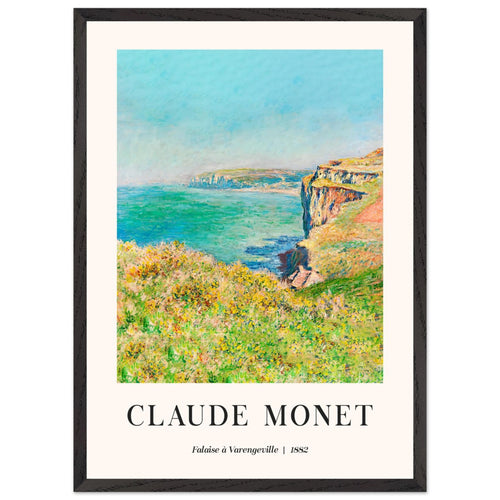 Artfulprints Poster met Lijst Claude Monet - Falaise à Varengeville   - 50x70 cm - Meerkleurig