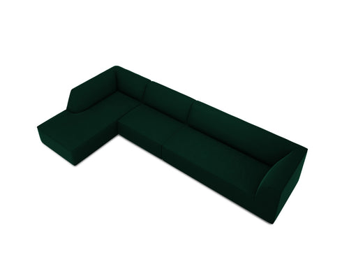 Micadoni linker hoekbank Ruby 5-zits, flueel, flessengroen - 180x366x69cm