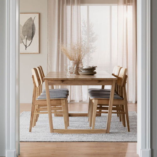 Rowico Home Nagano Houten Eetkamerstoel Bruin - Met Grijs Zitkussen - vtwonen shop