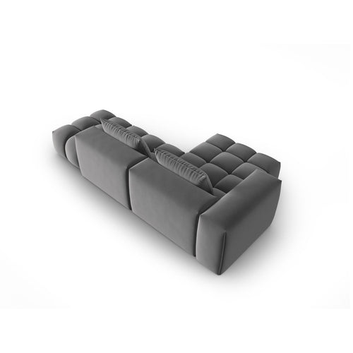 Cosmopolitan Design - Modulaire hoekbank links Verona 4-zits, flueel warm grijs - 145x265x70cm