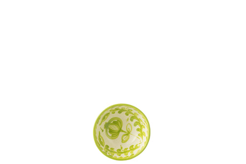 J-Line kom Granada High - keramiek - wit/groen - small - Ø 14 cm