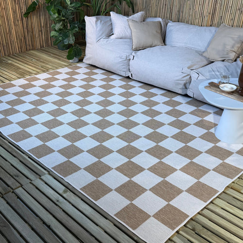 Buitenkleed Level blokken - checkerboard jute - Interieur05 - 240 x 340 cm - vtwonen shop