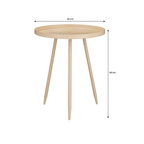 Mica Decorations Flores Bijzettafel - H49 x Ø42 cm - Metaal - Beige