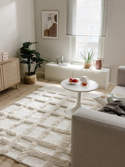 benuta shaggy vloerkleed Tibo - crème - 200x290 cm