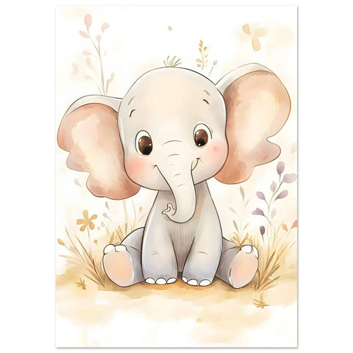 Artfulprints  Schattige olifant   poster A4 21x29.7 cm - vtwonen shop