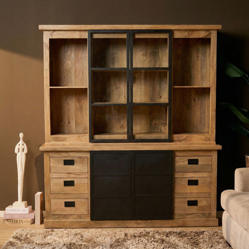 Starfurn Vitrinekast Noa - Naturel Hout - 200x45x220cm