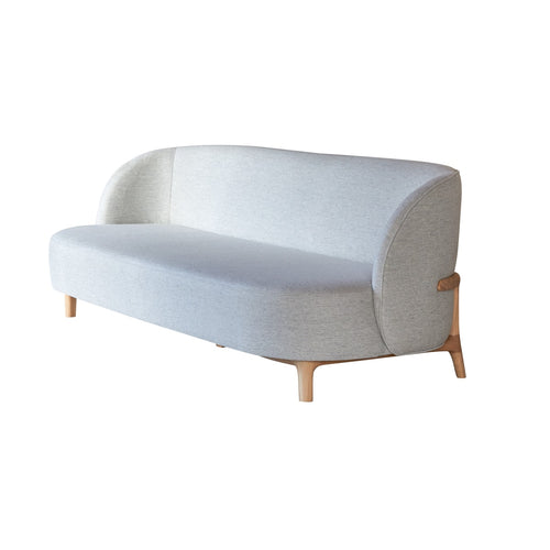 Tikamoon 3-zitsbank van massief eiken en grijze stof - Grijs - vtwonen shop