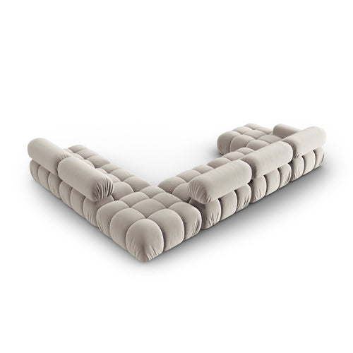 Cosmopolitan Design - Modulaire panoramische hoekbank rechts Cortina 7-zits, flueel donkerbeige - 282x376x70cm
