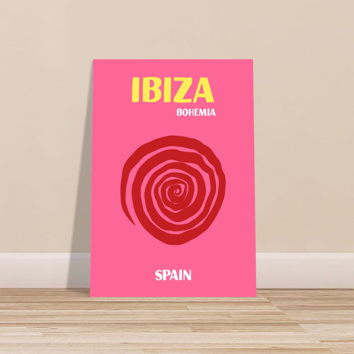 Artfulprints Poster met Lijst Spanje - Ibiza   - 50x70 cm - Roze