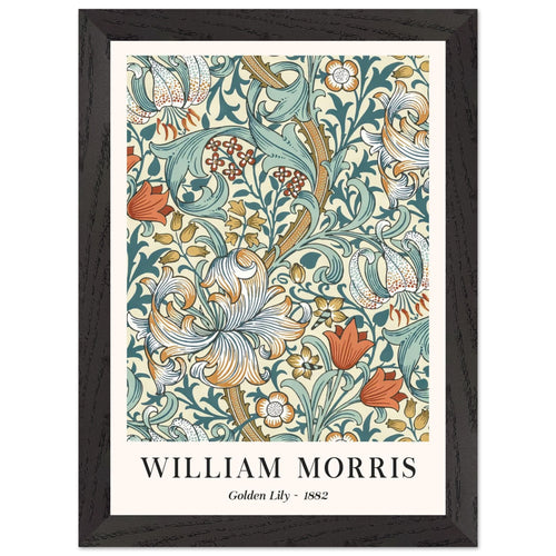 Artfulprints Poster met Lijst William Morris - Golden lilly II 1882   - A4 21x29.7 cm - Groen