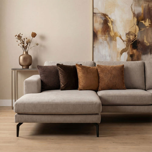 FINN - sierkussen 45x45 cm - velvet - effen kleur - Chocolate Martini - donkerbruin