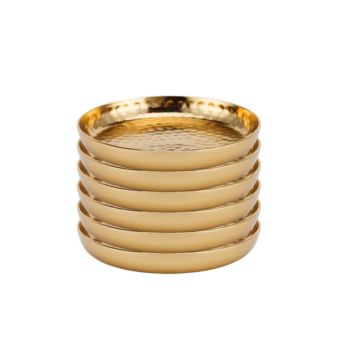 vtwonen Onderzetters - Set van 6 - Goud - Metaal - Ø 12cm - vtwonen shop