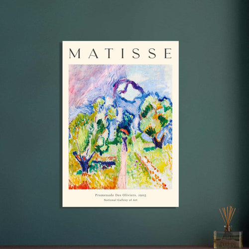Artfulprints Poster met Lijst Matisse - Promenade des oliviers 1905   - 50x70 cm - Meerkleurig