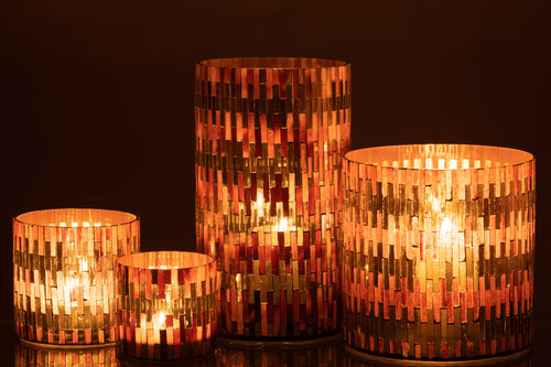 J-Line windlicht Chic - glas - bruin/goud - large - vtwonen shop