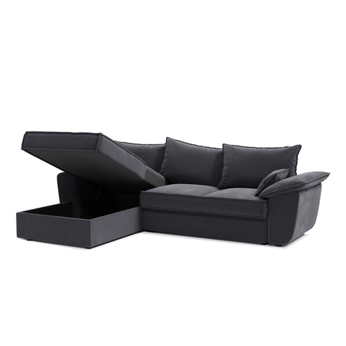 Sia Home - Hoekbank links SASHA - Fluwelen stof - Grafiet grijs - 257cm - vtwonen shop