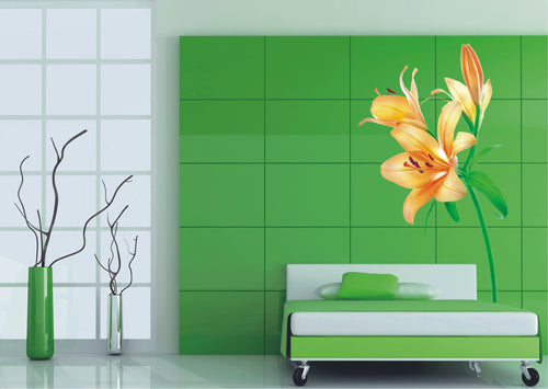 Sanders & Sanders muursticker bloemen oranje en groen - 65 x 85 cm - 600256 - vtwonen shop