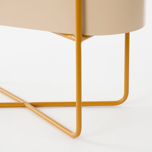 Mica Decorations Shandy Staande Plantenbak - L54 x B23 x H48 cm - Metaal - Off White, Lichtbruin