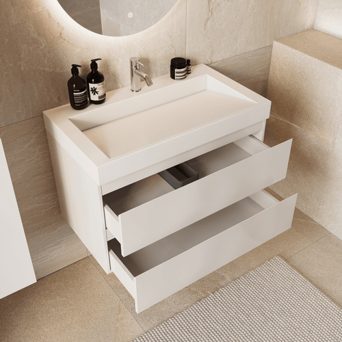 LOMAZOO badkamermeubel Zarivo - witte wastafel - glanzend wit - 80 cm