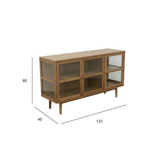 Furnhouse 3-deurs dressoir Svendborg - Natuurlijk eikenhout - MDF, Eikenfineer - 40x137x80