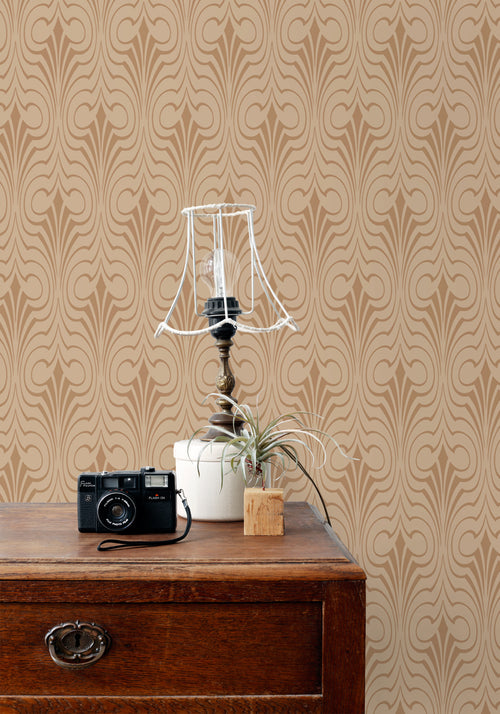 ESTAhome behang grafische vorm terracotta roze - 50 x 900 cm - 139635 - vtwonen shop