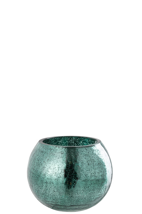 J-Line theelichthouder bal craquelé - glas - watergroen - medium - vtwonen shop