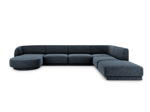 Micadoni Panoramische hoekbank rechts Miley 6-zits, chenille, koningsblauw - 255x330x70cm