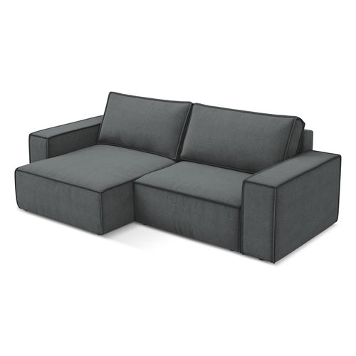 LaMiaSofa hoekbank links Livorno - textuurstof - grijs - 257x148x82