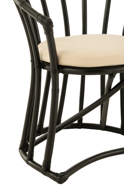 J-Line stoel + kussen - jute/textiel - zwart/wit