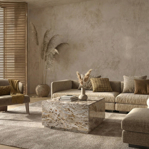 DÉJA Living Salontafel Malax - Vierkant Grijs Marmer - 62x62x35cm
