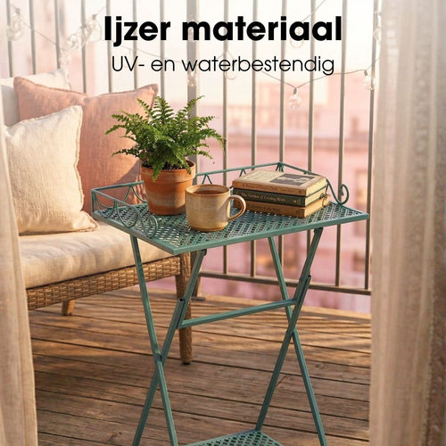 Mica Decorations Marseille Tuintafel - Plantenrek 50 x 38 x 68 cm - Tuintafeltje Bijzettafeltje - Tuintafeltje Weerbestendig IJzer - Tafeltje voor