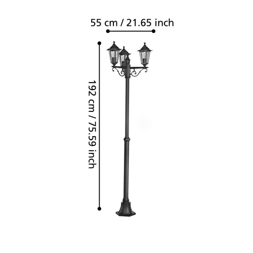 EGLO staande lamp buiten Laterna 4 - e27 - 192 cm - zwart