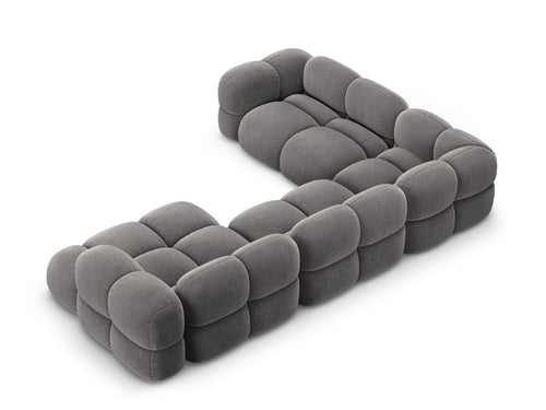 Cosmopolitan Design Panoramische hoekbank links Loretto 5-zits, flueel grijs - 250x345x68cm