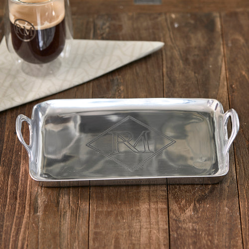 Rivièra Maison RM Monogram Mini Tray 25x15 - Aluminium - Zilver - vtwonen shop